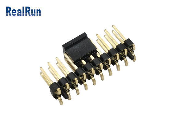 黒2.54 MmヘッダーのコネクターPA6T 2の列SMDの正方形Pinの男性プラグ