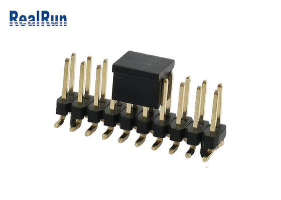 黒2.54 MmヘッダーのコネクターPA6T 2の列SMDの正方形Pinの男性プラグ