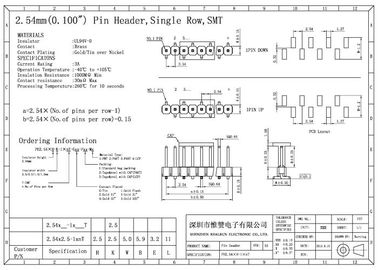 PA6T SMT PinヘッダーのコネクターDC 500Vを通る穴UL 94V-0