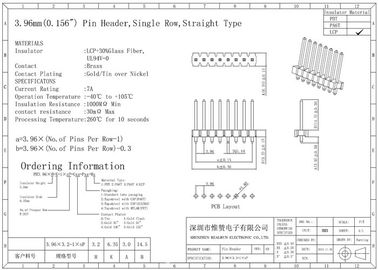 まっすぐな単一の列ピンヘッダー180度のタイプ黒3.96 Mmピッチのコネクター