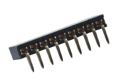 90程度SMT女性ヘッダーのコネクターの穴を通した単一の列の黒2.0mm