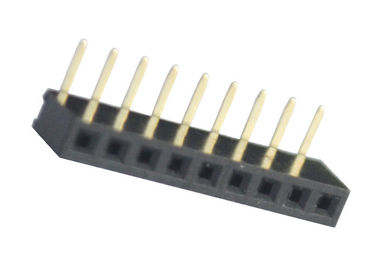 90程度SMT女性ヘッダーのコネクターの穴を通した単一の列の黒2.0mm