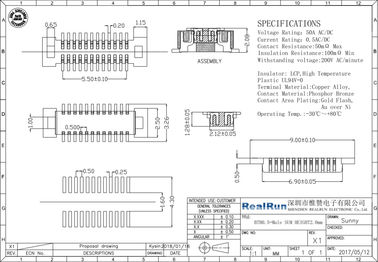 0.5A 0.5mmピッチPA6T BTBのコネクター24 Pin DC 500V PCBヘッダーのコネクター