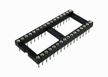 真鍮のソケットIC 16 ピン 180°Twoの列2.54mmピッチ7.62のカードの縁のコネクター