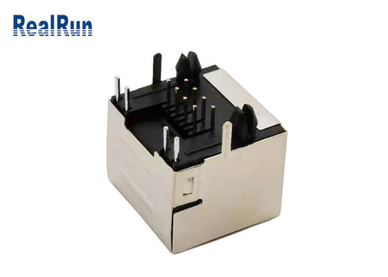 PA46 8P8Cのモジュラー金属の盾とのRJ45メス コネクタPBT