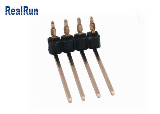 PA6T 4Pの単一の列Pinヘッダー90°のくねりUL94V-0の出版物適合PCB THTのコネクター