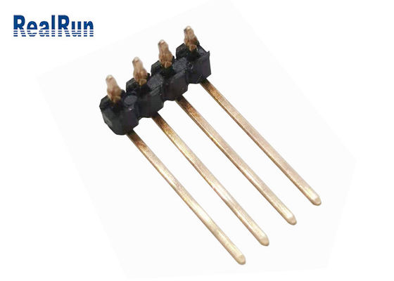 PA6T 4Pの単一の列Pinヘッダー90°のくねりUL94V-0の出版物適合PCB THTのコネクター