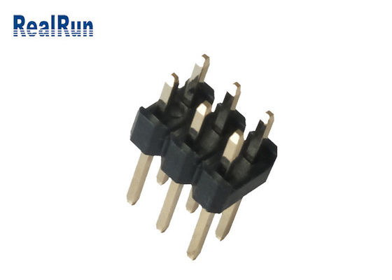 3.0A 6Pの男性のすくいPinヘッダーの黒PA6Tの黄銅2.54mmピッチの二重まっすぐ