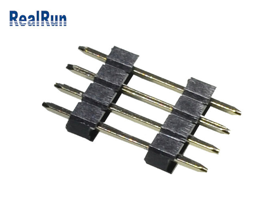 PCB 2.54 Mm PinヘッダーPA6Tの黒のまっすぐな4P二重列Pinヘッダー