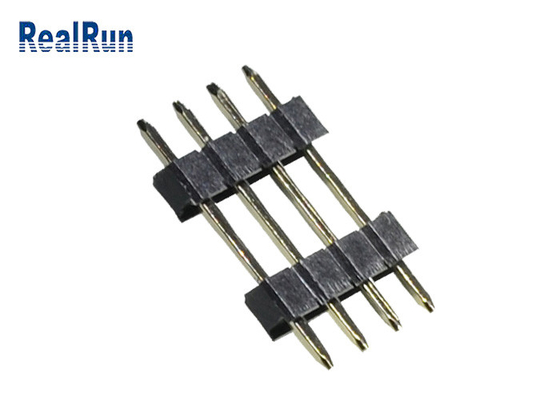 PCB 2.54 Mm PinヘッダーPA6Tの黒のまっすぐな4P二重列Pinヘッダー