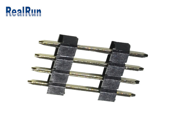 PCB 2.54 Mm PinヘッダーPA6Tの黒のまっすぐな4P二重列Pinヘッダー