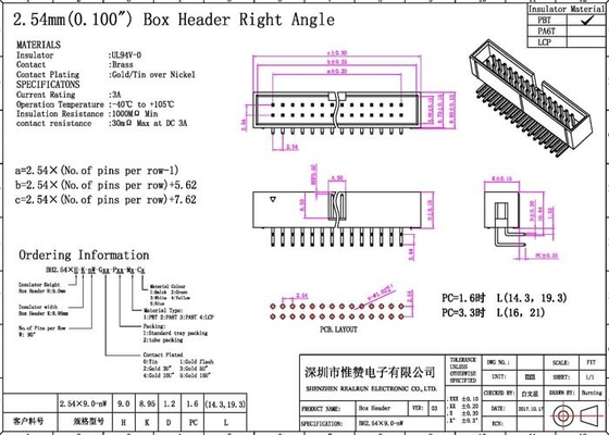 2x4P箱ヘッダーのコネクターPA6T UL94V-0 90度のくねりのピン コネクタ