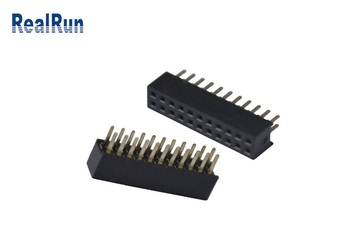 PA6T PBTコネクターの女性の二重列ヘッダーのコネクター2X11Pに乗る180度板