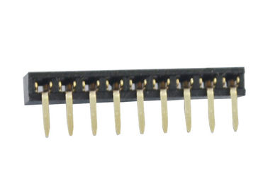 90程度SMT女性ヘッダーのコネクターの穴を通した単一の列の黒2.0mm
